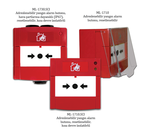 Mavili ML-1710 Adreslenebilir Yangın Alarm Butonu, Resetlenebilir