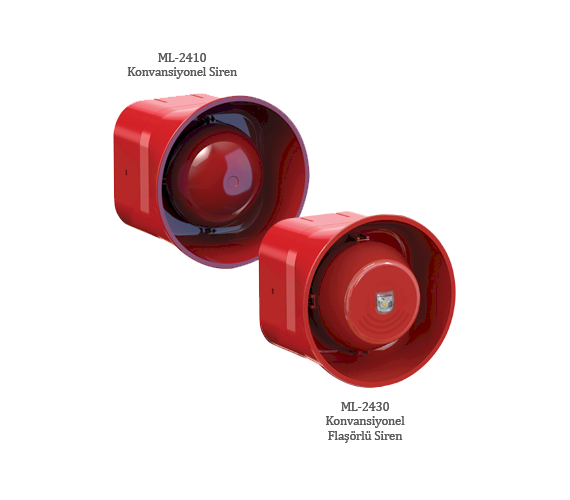 Mavili ML-2430 Flaşörlü Elektronik Siren,Kırmızı 24V DC
