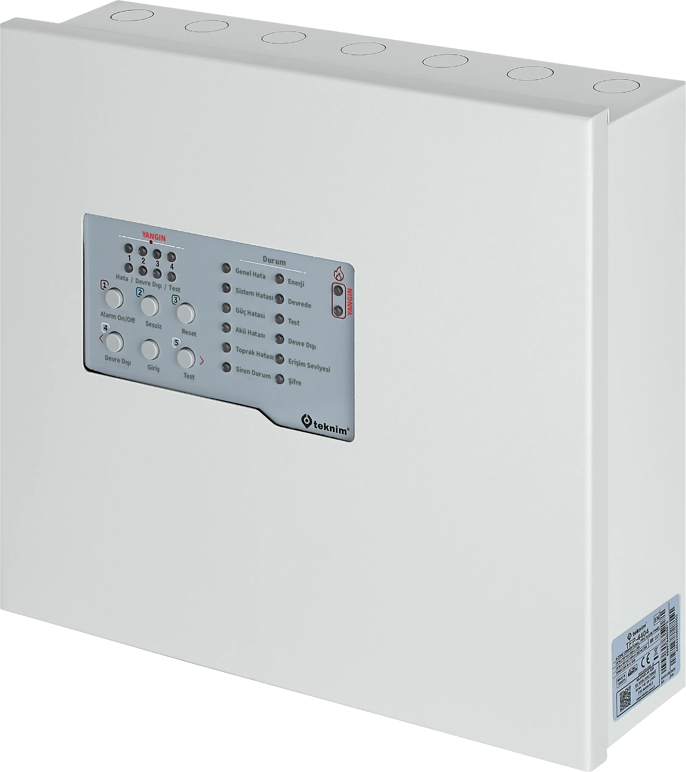 Teknim TFP-4404 4 Bölgeli Konvansiyonel Yangın Alarm Paneli (Metal Kasa)