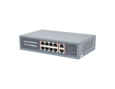 ISS-1010PG 8 Port POE (120W)+2PORT GB Uplink 250M Aktif POE Switch