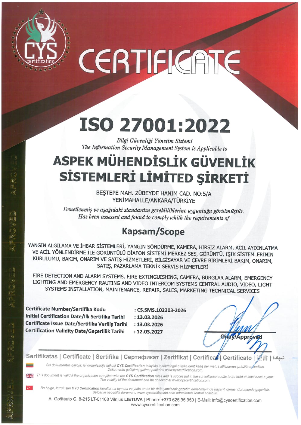 ISO 27001:2022 — Bilgi Güvenliği Yönetimi