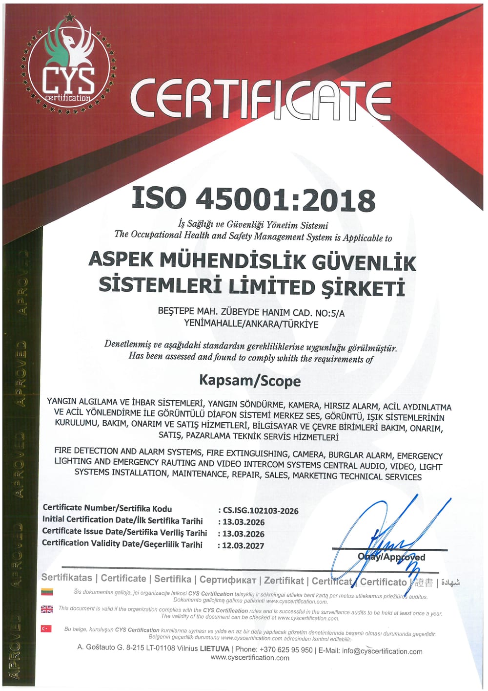 ISO 45001:2018 — İş Sağlığı ve Güvenliği