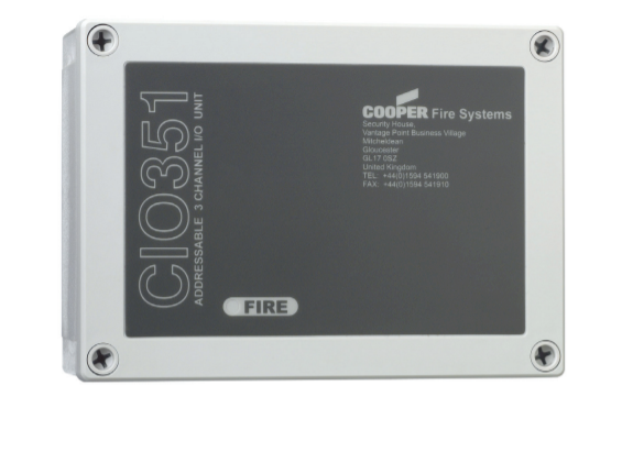 Cooper CIO351S Elektronik Adreslenebilir, Bağımsız Programlanabilen 3 Kanallı Giriş/Çıkış Modülü, Dahili Kısa Devre İzolatörü ile 